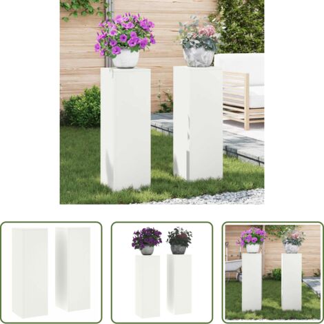 vidaXL Supporto per piante esterni -  Supporto per piante 2 pcs Bianco 24 x 24 x 75 cm Acciaio