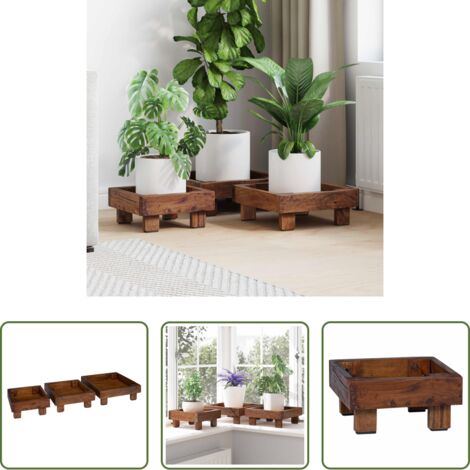 vidaXL Supporto per piante esterni -  Supporto per piante 3 pcs Marrone Legno di Mogano