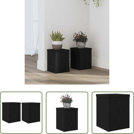 vidaXL Supporto per piante in legno -  Supporto per piante 2 pcs Rovere Nero 15 x 15 x 20 cm