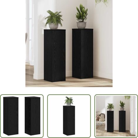 vidaXL Supporto per piante in legno -  Supporto per piante 2 pcs Rovere Nero 25 x 25 x 80 cm