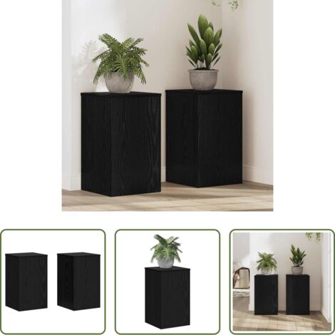 vidaXL Supporto per piante in legno -  Supporto per piante 2 pcs Rovere Nero 30 x 30 x 50 cm