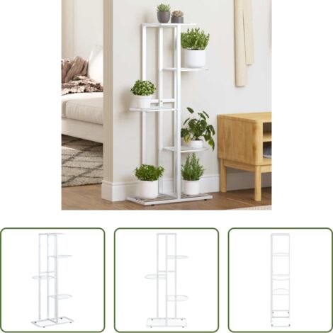 vidaXL Supporto per piante -  Piedistallo per Piante a 5 Piani 43x22x98 cm in Metallo Bianco