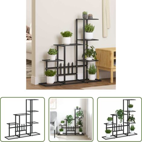 vidaXL Supporto per piante -  Portapiante 94,5x25x88 cm Nero in Metallo