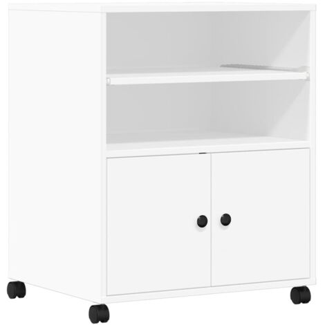 vidaXL Supporto per Stampante con Ruote Bianco 60x48x74 cm