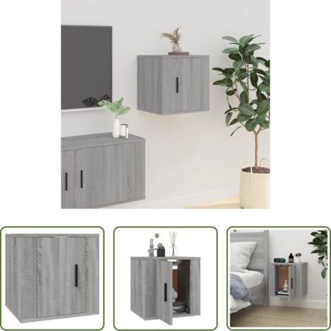 vidaXL Supporto TV -  Mobile Porta TV a Parete Grigio Sonoma 40x34,5x40 cm
