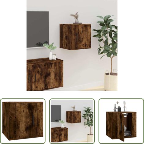 vidaXL Supporto TV -  Mobile Porta TV a Parete Rovere Fumo 40x34,5x40 cm