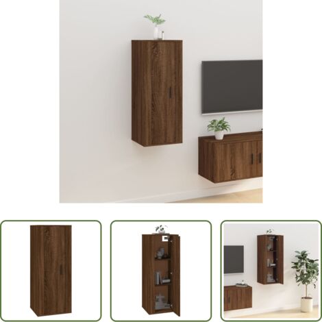 vidaXL Supporto TV -  Mobile Porta TV a Parete Rovere Marrone 40x34,5x100 cm