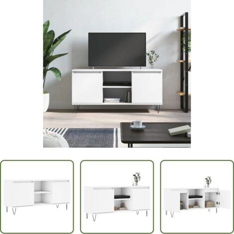 vidaXL Supporto TV -  Mobile Porta TV Bianco 104x35x50 cm in Legno Multistrato