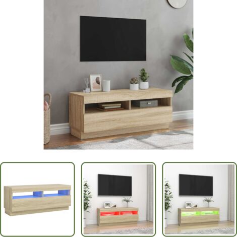 vidaXL Supporto TV -  Mobile Porta TV con Luci LED Rovere Sonoma 100x35x40 cm