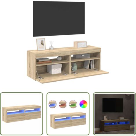 vidaXL Supporto TV moderno -  Mobili Porta TV con LED 2 pz Rovere Sonoma 60x35x40 cm