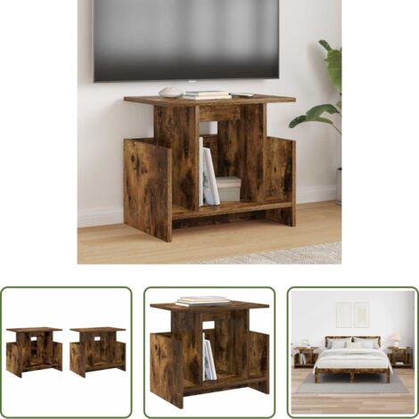 vidaXL Supporto TV moderno -  Supporto TV 2 pcs Rovere fumé 50 x 35 x 45 cm Legno multistrato