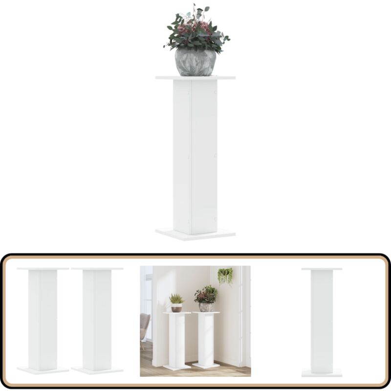 Supports pour plantes 2 pcs blanc 30x30x80 cm bois d'ingénierie - Vidaxl
