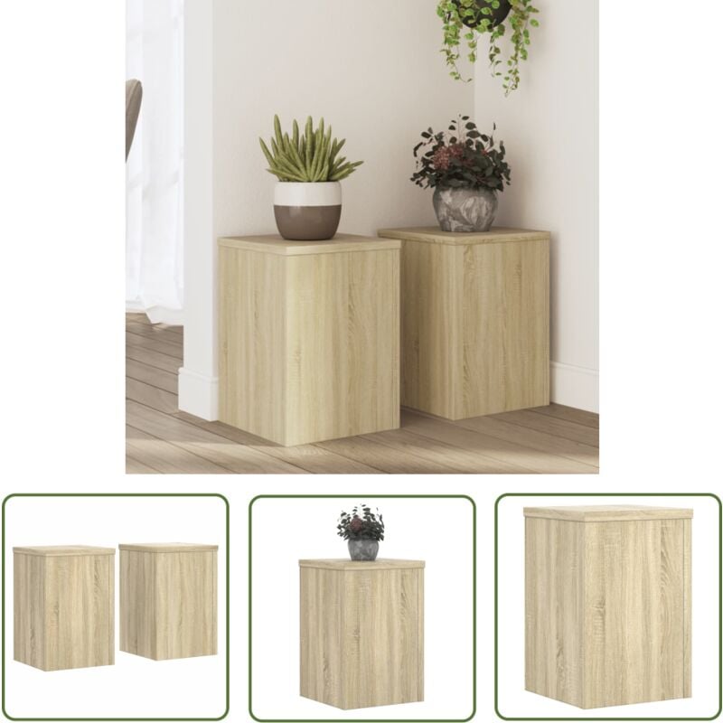 The Living Store - vidaXL Supports pour plantes 2 pcs chêne sonoma bois d'ingénierie