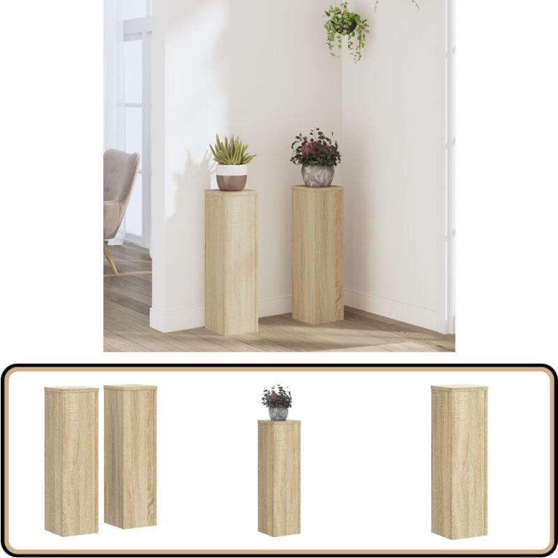 Supports pour plantes 2 pcs chêne sonoma bois d'ingénierie - Vidaxl