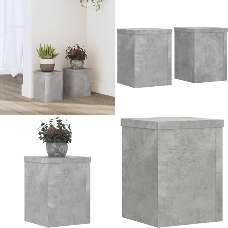 vidaXL Supports pour plantes 2 pcs gris béton bois d'ingénierie