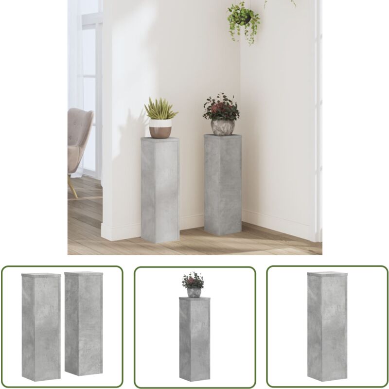 vidaXL Supports pour plantes 2 pcs gris béton bois d'ingénierie