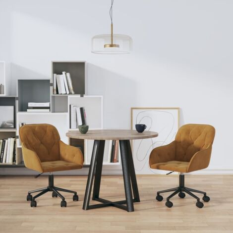vidaXL Swivel Dining Chairs 2 pcs Brown Velvet