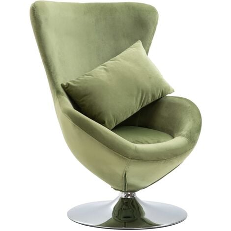 vidaXL Swivel Egg Chair with Cushion Light Green Velvet - Green