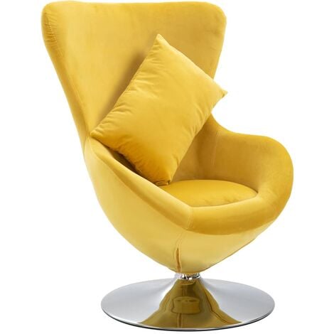 vidaXL Swivel Egg Chair with Cushion Yellow Velvet - Yellow