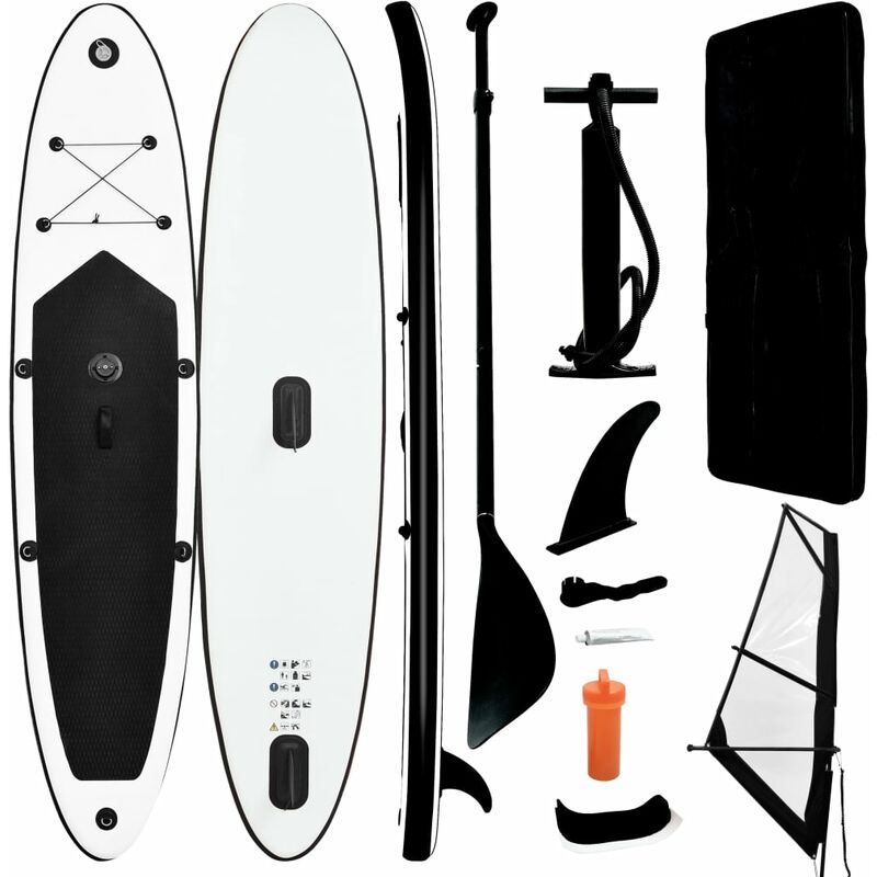 

vidaXL Tabla de paddle surf hinchable con set de vela negro y blanco - Negro
