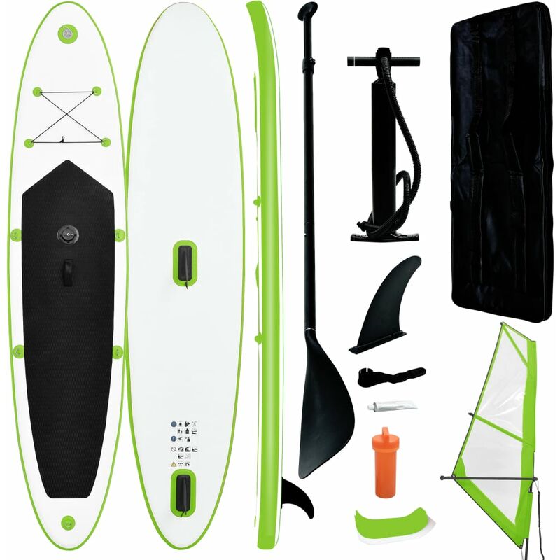 

vidaXL Tabla de paddle surf hinchable con set de vela verde y blanco - Verde