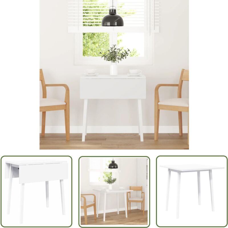 The Living Store - vidaXL Table à manger blanc bois massif et caoutchouc