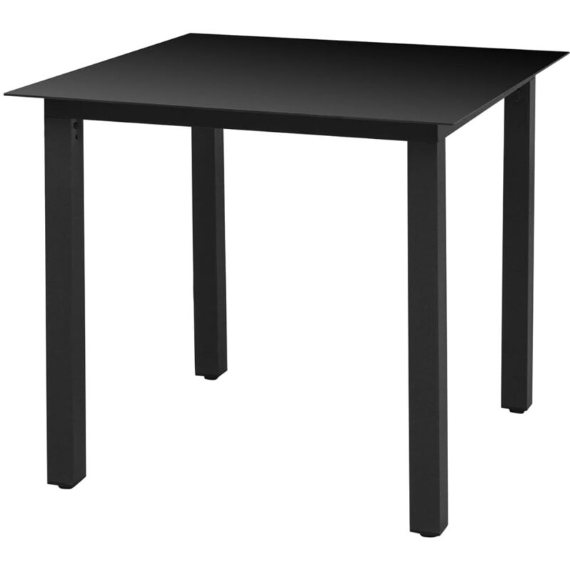 Table de jardin Noir 80 x 80 x 74 cm Aluminium et verre