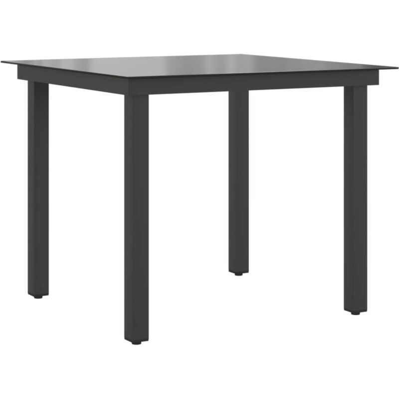 Table de jardin Noir 80x80x74 cm Aluminium et verre