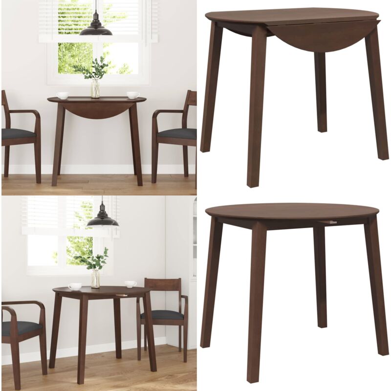 vidaXL Table à manger marron bois massif et caoutchouc