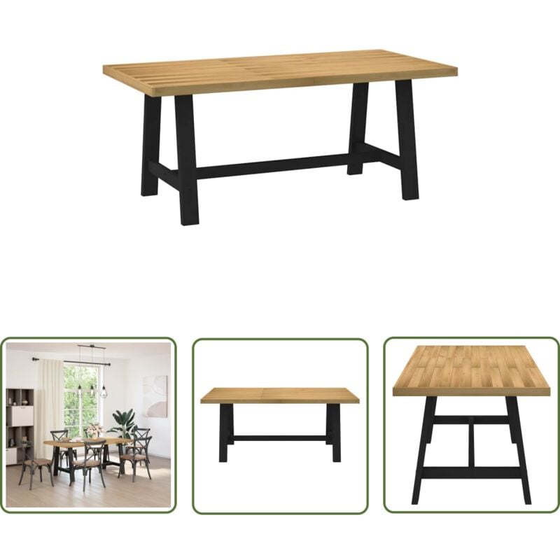 The Living Store - vidaXL Table à manger noain pieds en forme de a 180x90x75cm massif pin