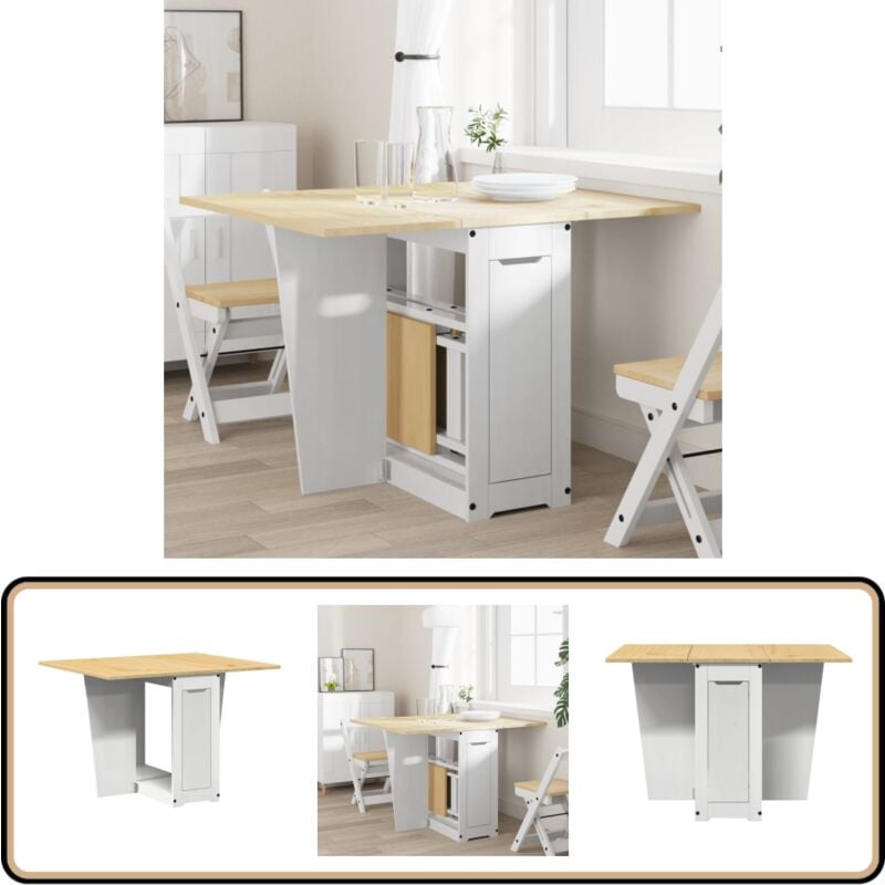 Vidaxl - Table à manger papillon pliable Corona blanc bois de pin massif
