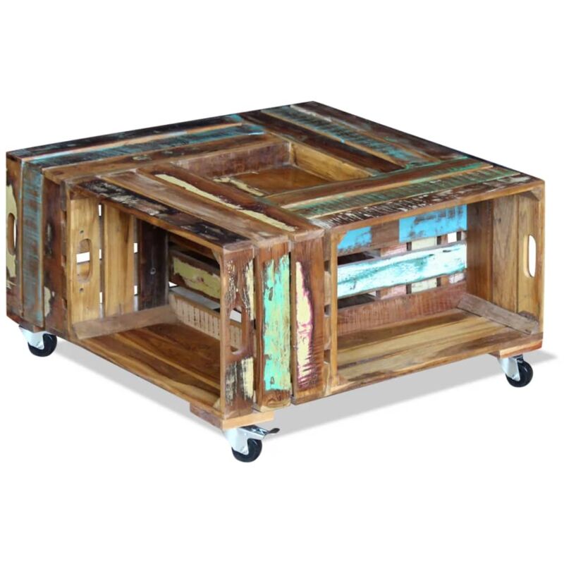 Table basse Bois de récupération massif 70 x 70 x 35 cm