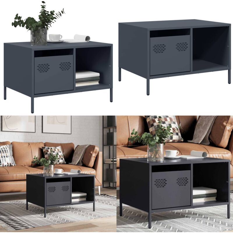 Table basse anthracite 68,5x50x43,5 cm acier laminé à froid - Vidaxl