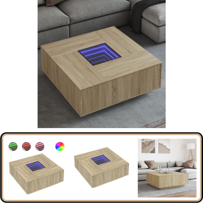 Vidaxl - Table basse avec led infini chêne sonoma 100x100x40 cm