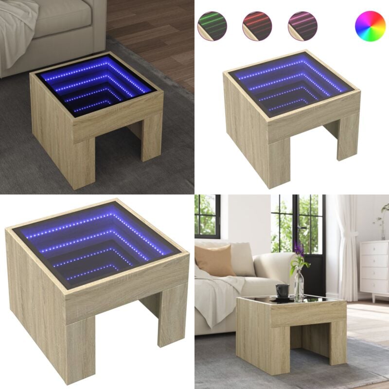 Vidaxl - Table basse avec led infini chêne sonoma 40x40x30 cm