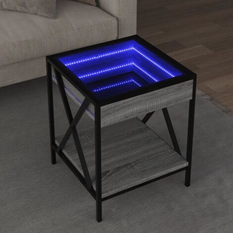 vidaXL Table basse avec LED Infinity sonoma gris 40x40x49 cm