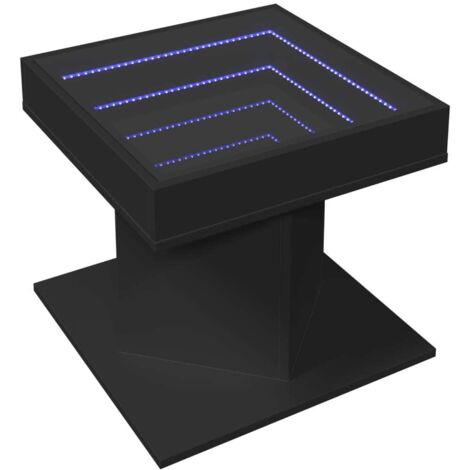 vidaXL Table basse avec LED noir 50x50x45 cm bois d'ingénierie