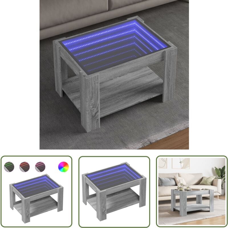 The Living Store - vidaXL Table basse avec led sonoma gris 73x53x45 cm bois d'ingénierie