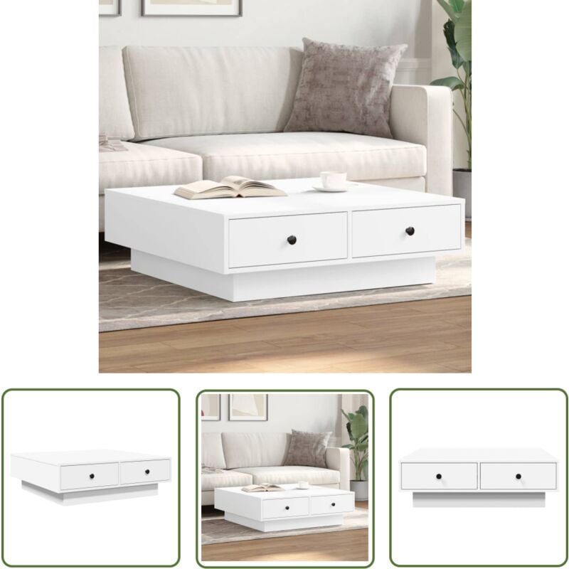 The Living Store - vidaXL Table basse Blanc 90x90x28 cm Aggloméré