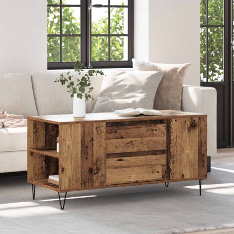 vidaXL Table basse Bois Ancien 102 x 44,5 x 50 cm Bois d'ingénierie