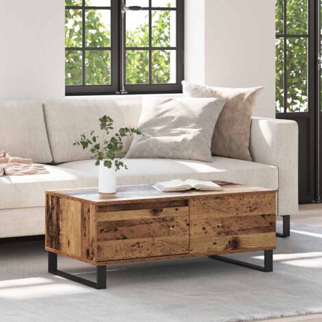 vidaXL Table basse Bois Ancien 90 x 50 x 36,5 cm Bois d'ingénierie