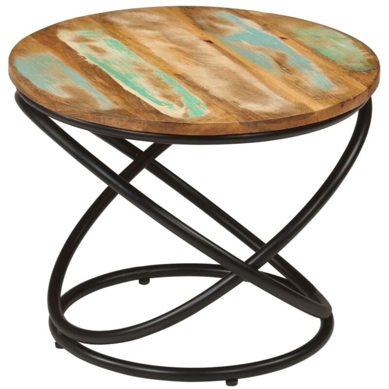 Table basse Ø50x40 cm bois de récupération massif et acier vidaXL