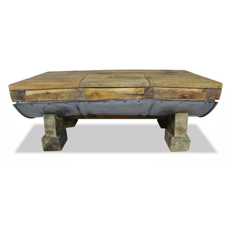 Table basse rectangulaire bois massif recyclé et métal galvanisé Pury