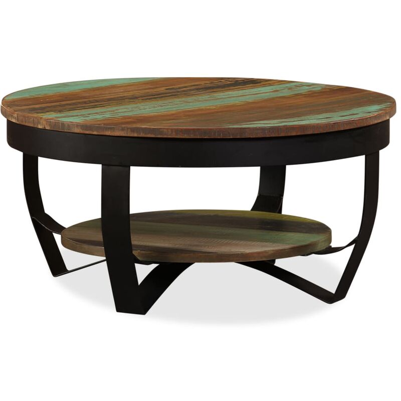 Vidaxl - Table basse avec étagère en bois supérieur et multicolore, structure en acier