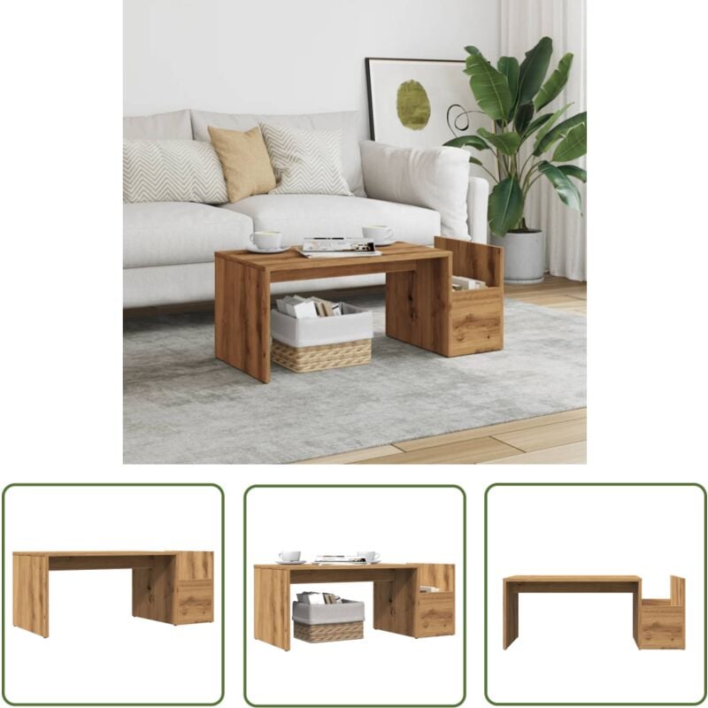 The Living Store - vidaXL Table basse chêne artisanal 90x45x35 cm bois d'ingénierie