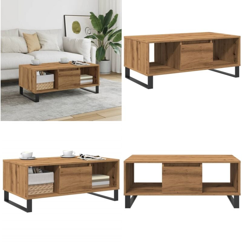 Table basse chêne artisanal 90x50x36,5 cm bois d'ingénierie - Vidaxl