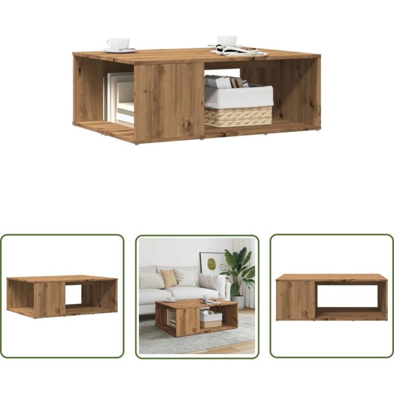 The Living Store - vidaXL Table basse chêne artisanal 90x67x33 cm bois d'ingénierie