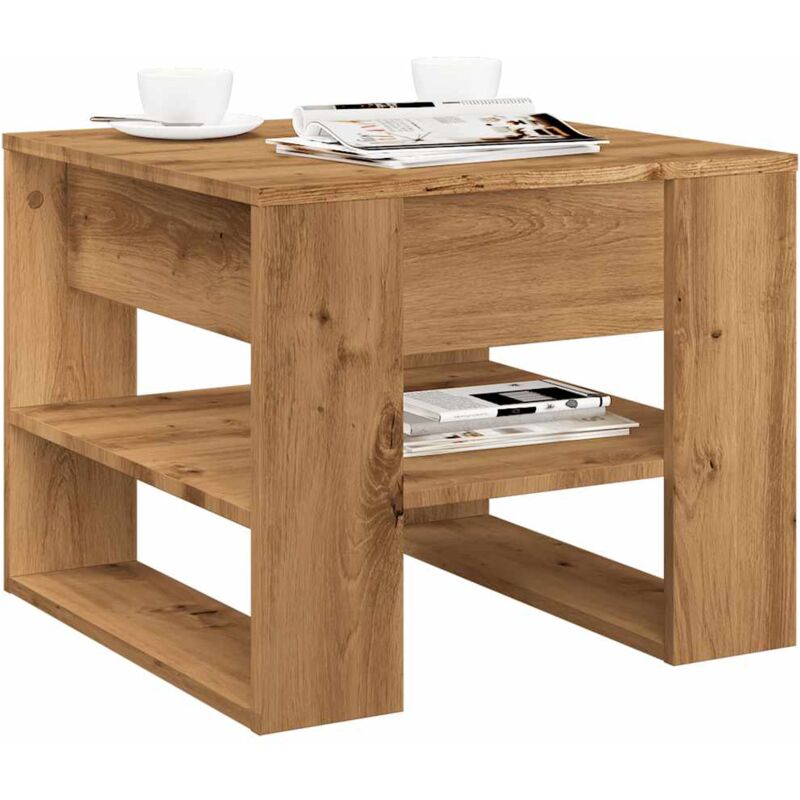 Table basse chêne artisanal 55,5x55x45 cm bois d'ingénierie vidaXL