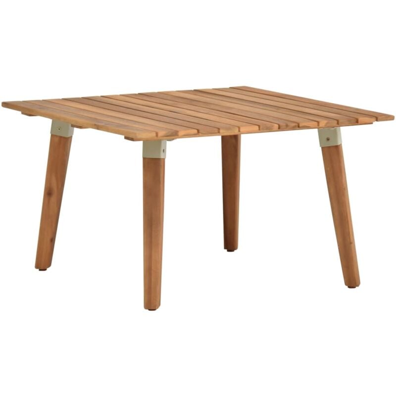 Doc&et² - Table basse de jardin 60x60x36 cm Bois solide d'acacia - Blanc