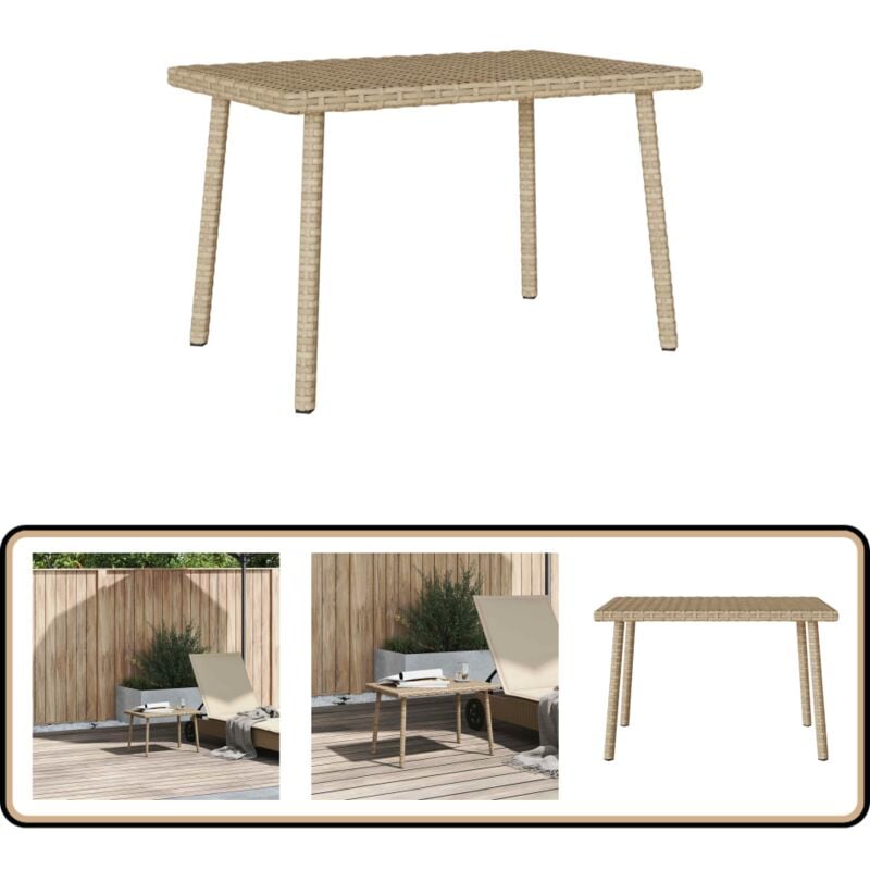 Table basse de jardin rectangulaire beige 60x40x37 cm rotin - Vidaxl
